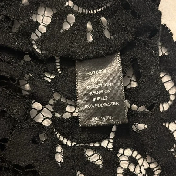 Haute Monde Black crochet Lace Overlay peplum Top SZ Large whimsigoth night out - Picture 5 of 11